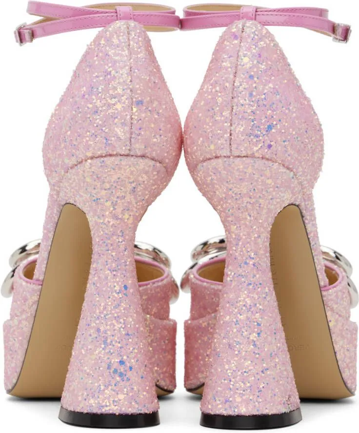 MACH & MACH Pink Double Bow Platform Heels