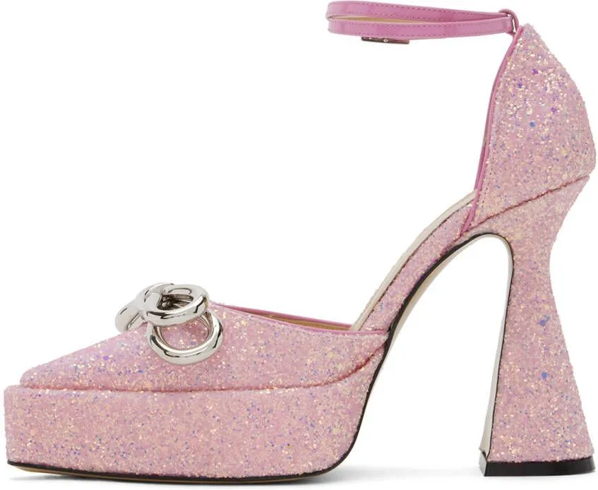 MACH & MACH Pink Double Bow Platform Heels