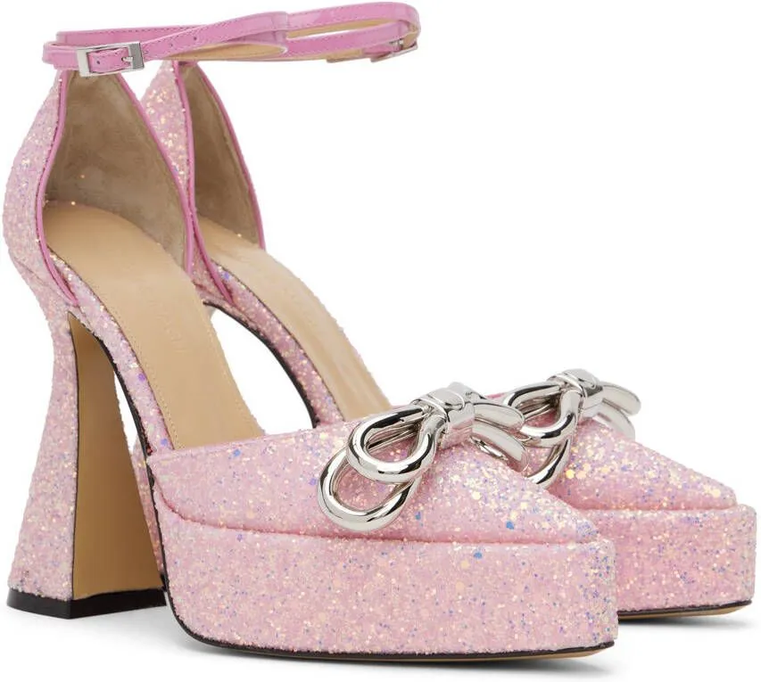 MACH & MACH Pink Double Bow Platform Heels