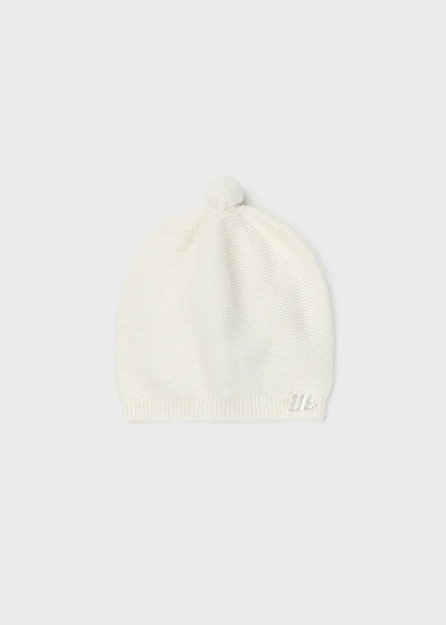 Mayoral Knit cap for newborn boy - Natural