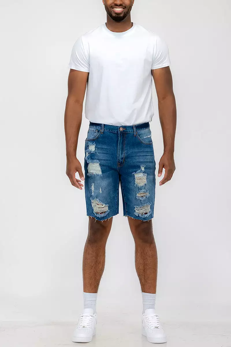 Mens Distressed Denim Shorts