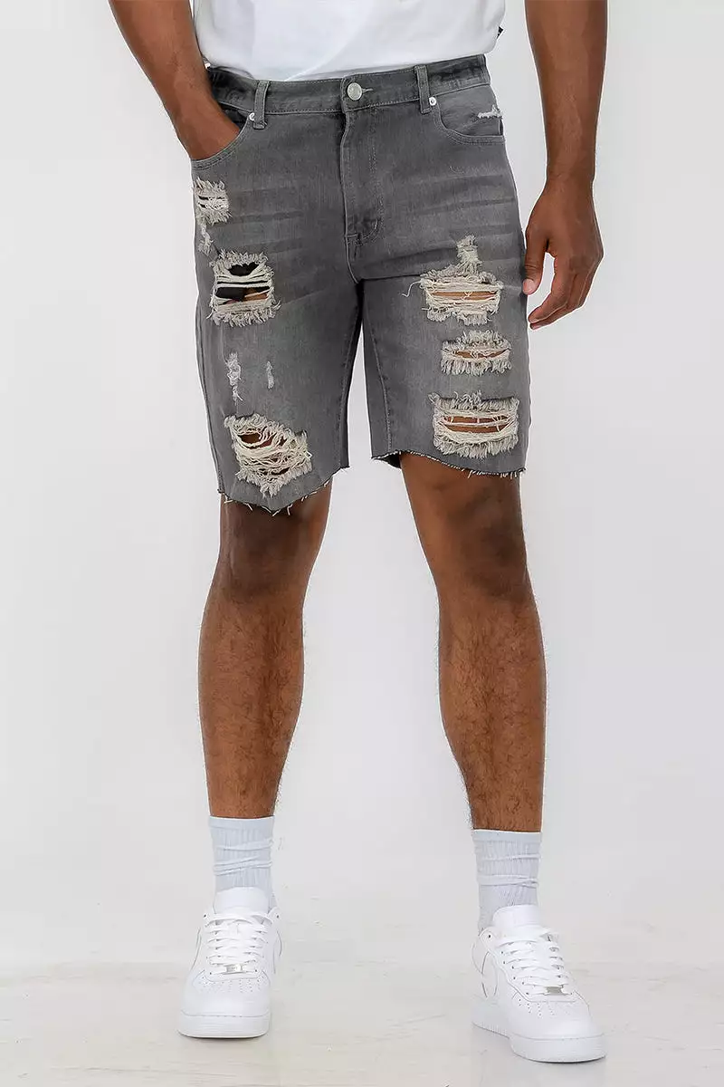 Mens Distressed Denim Shorts