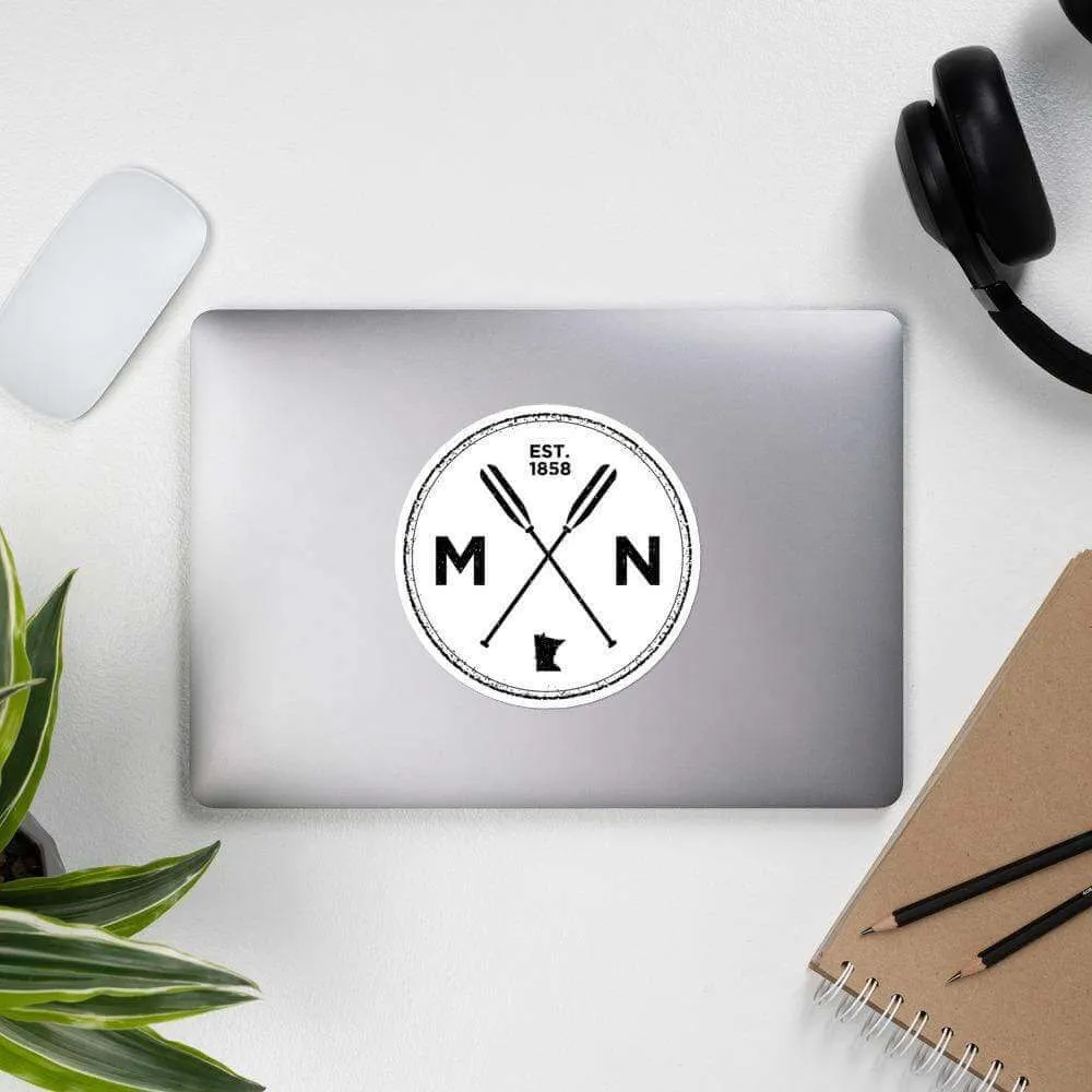 Minnesota Seal | MN, Est 1858, Oars Vinyl Laptop Sticker