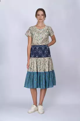 Multi-Print SHILPA Cotton-Silk Skirt