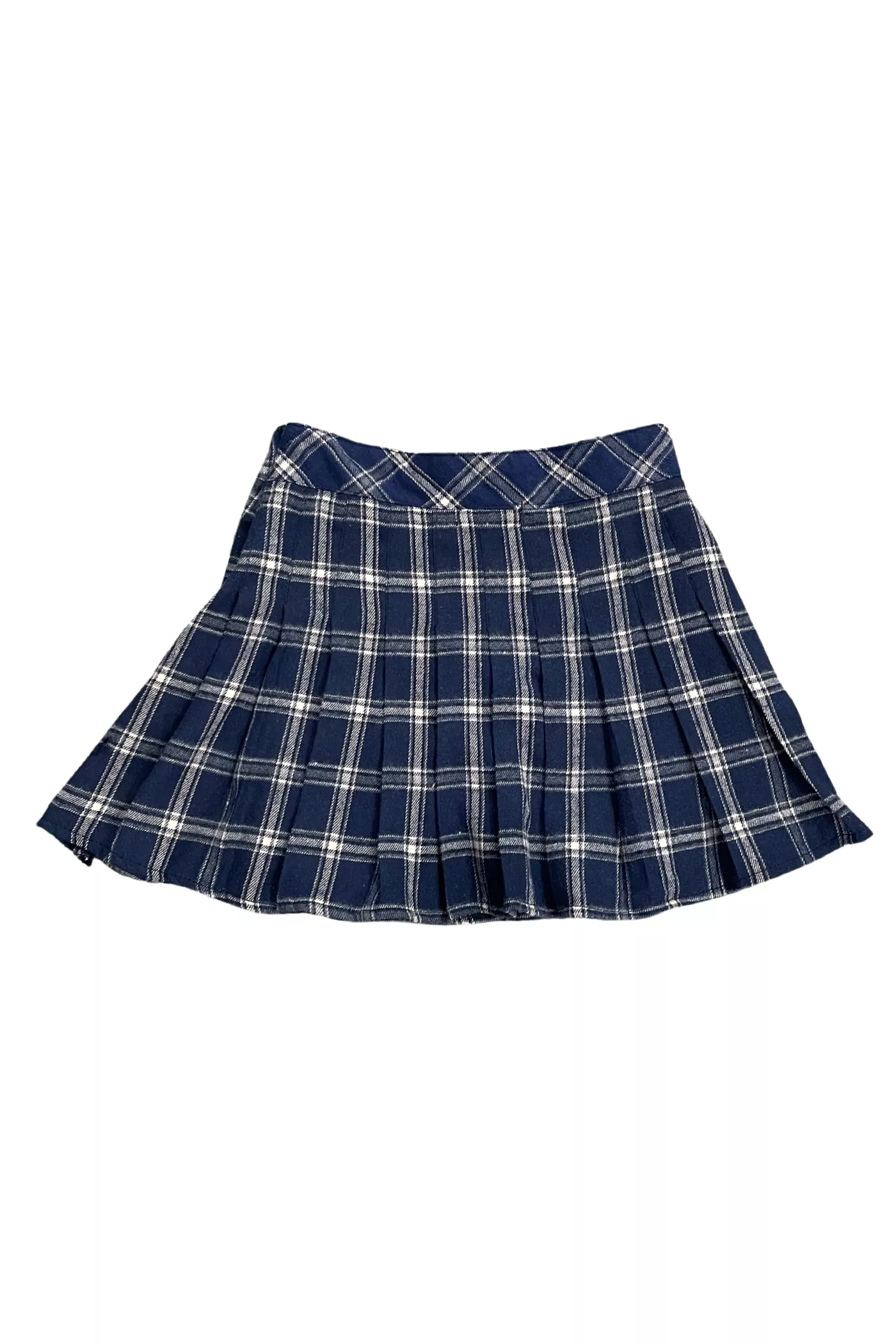 Navy Flannel Pleated Skirt