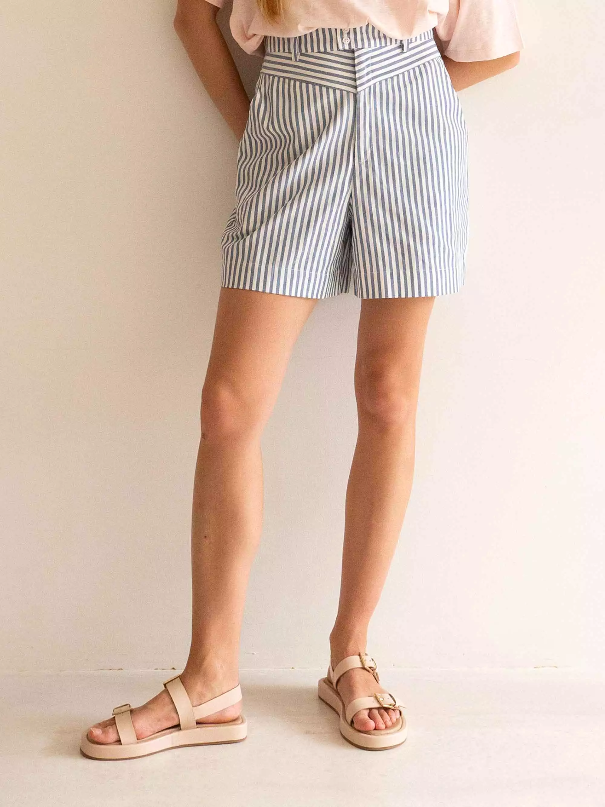 Navy Striped Bermuda Shorts