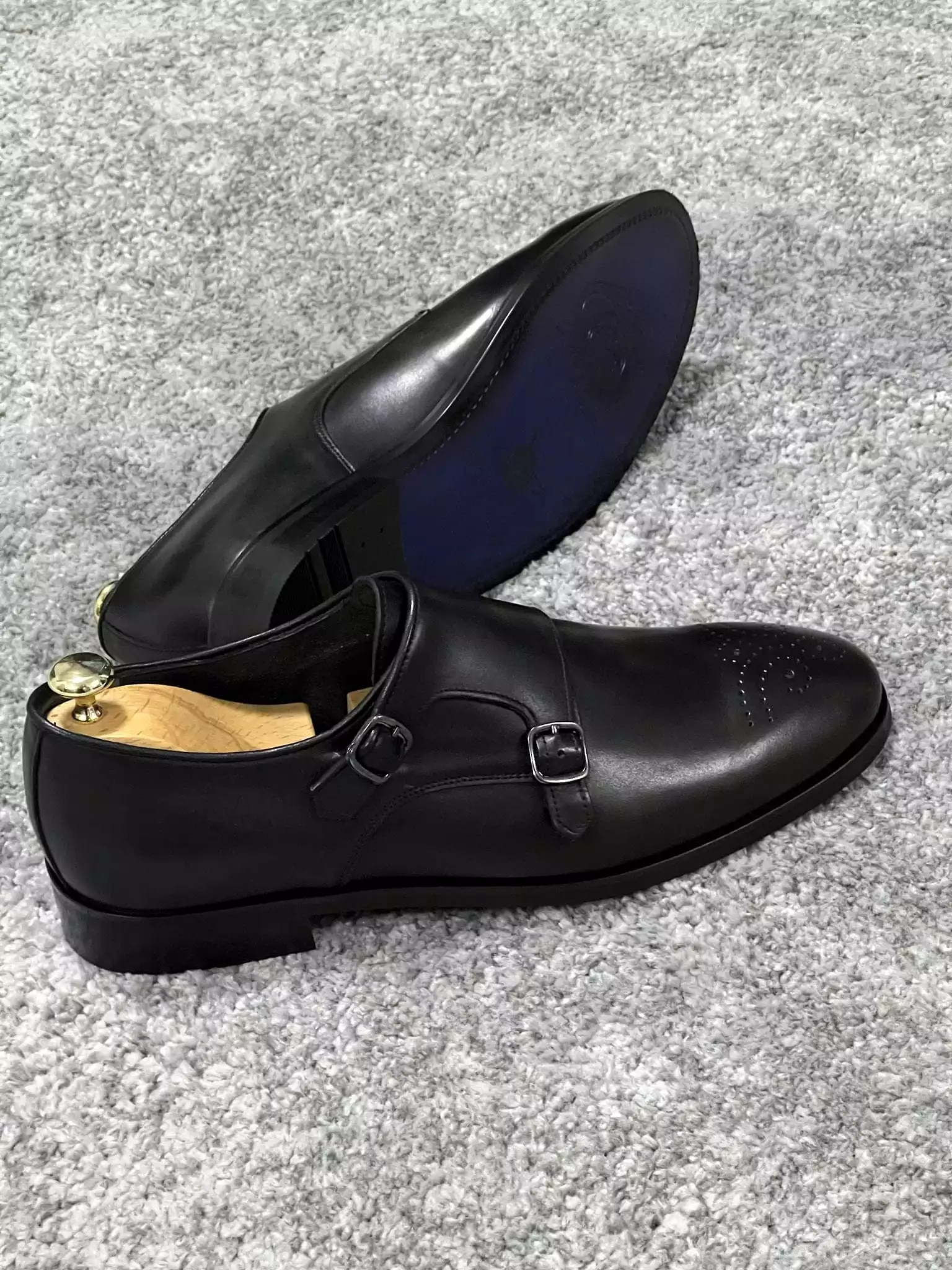 Neo Lite Sole Double Monk Strap Black Shoes