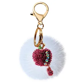 New Handbag Car Phone Decor Crystal Rhinestone Apple Alloy Keychain Ring