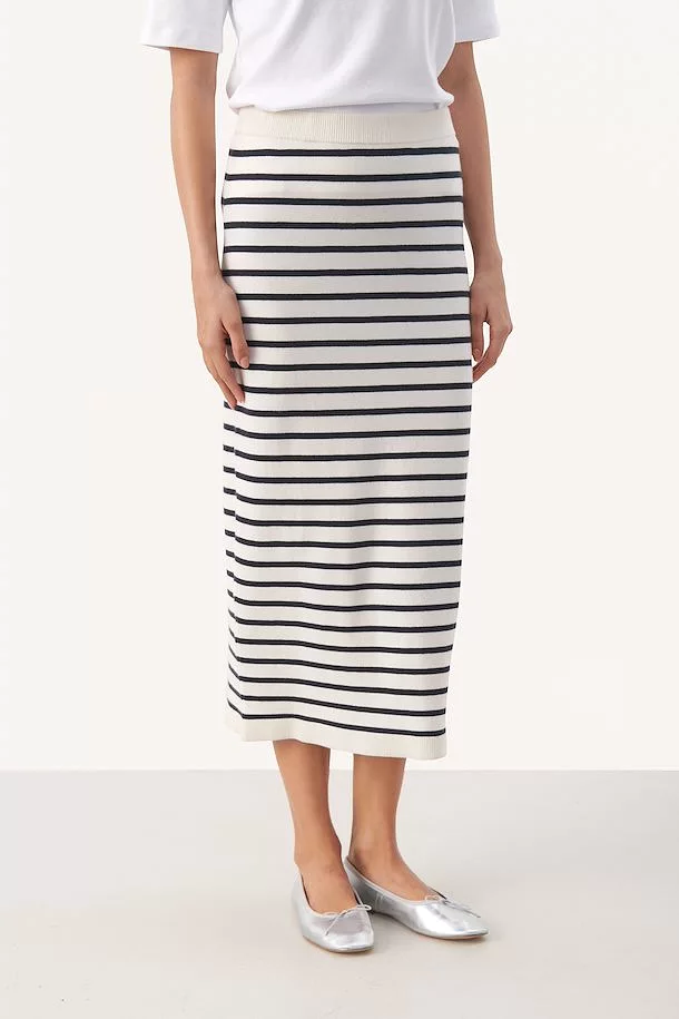 Part Two Emmarie Skirt Dark Navy Stripes