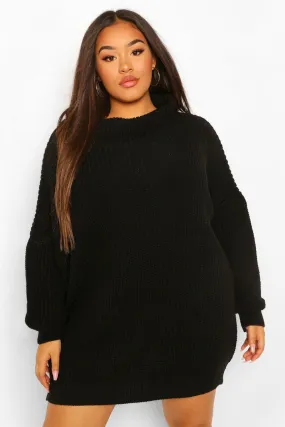 Plus Slash Neck Sweater Dress