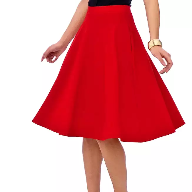 Red 1950s Vintage Rockabilly Swing Skirt