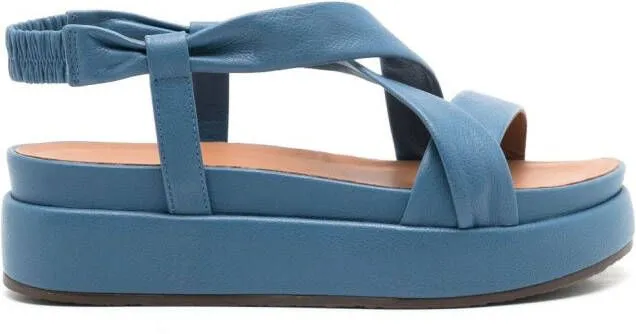 Sarah Chofakian Vionnet leather platform sandals Blue