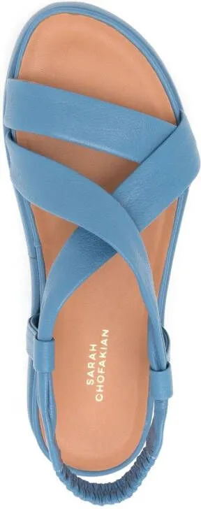 Sarah Chofakian Vionnet leather platform sandals Blue