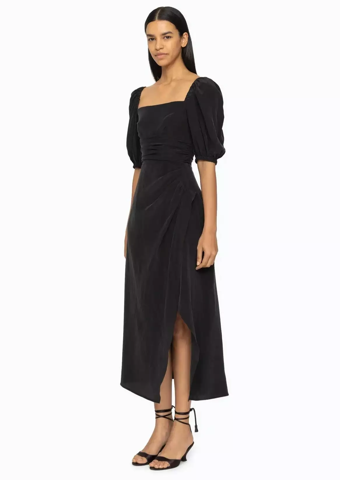 Siya Silk Puff Sleeve Dress