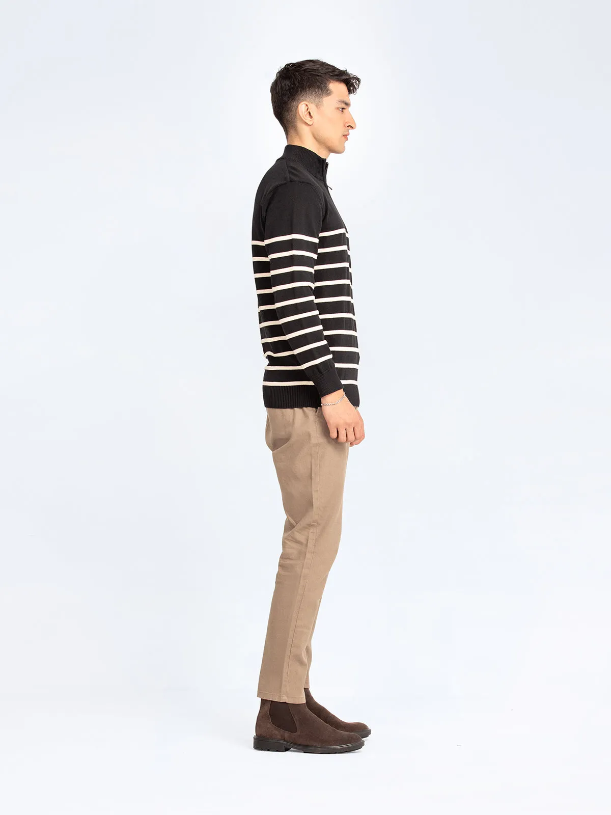 Striped Zipper Sweater - FMTSWT23-021