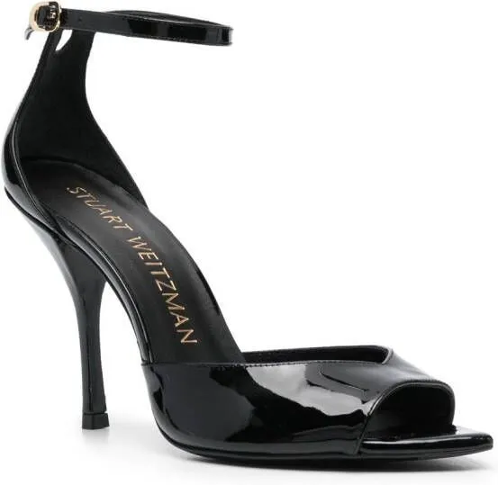 Stuart Weitzman Nudist Point 100mm leather sandals Black