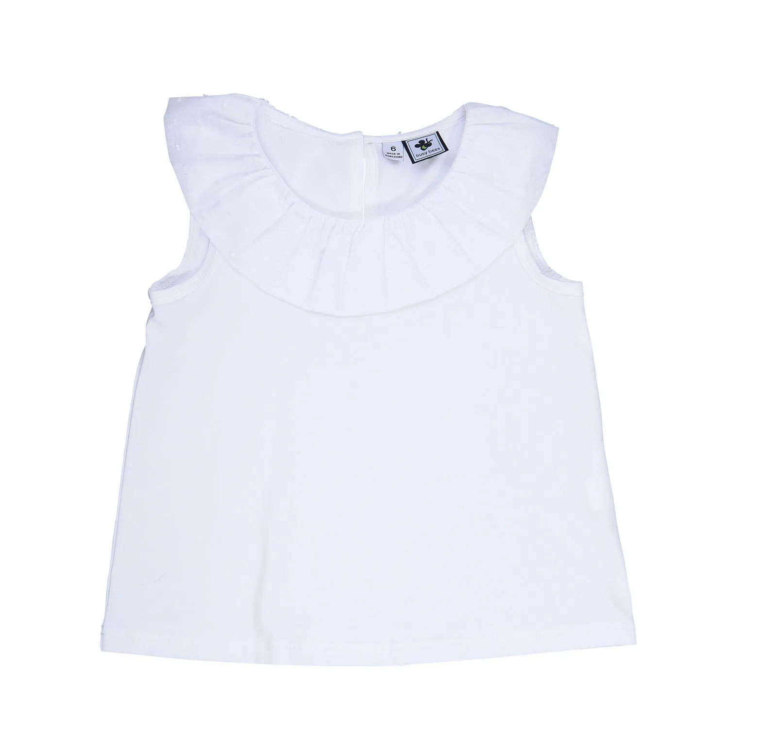 Summer Ruffle Tee White Knit Swiss Dot