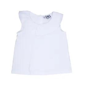 Summer Ruffle Tee White Knit Swiss Dot