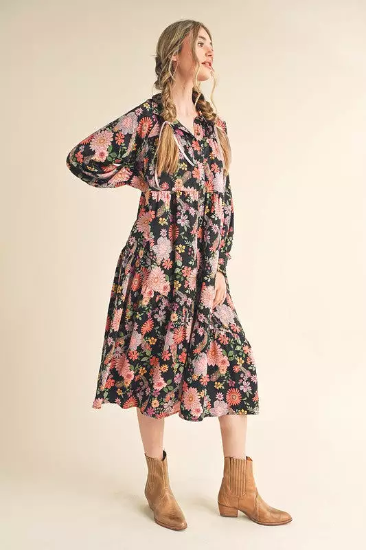 The Tara Floral Print Button Down Dress