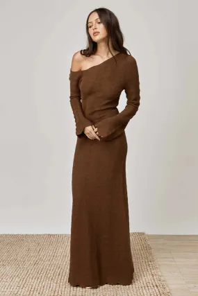 THE WAVES MIDI DRESS  MOCHA