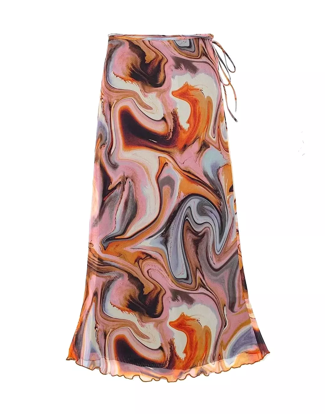 Tie Dye Mid Calf Bodycon Mesh Skirt Set