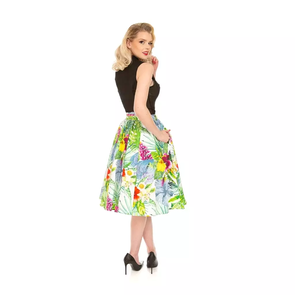 Tropical Floral Rockabilly Swing Skirt