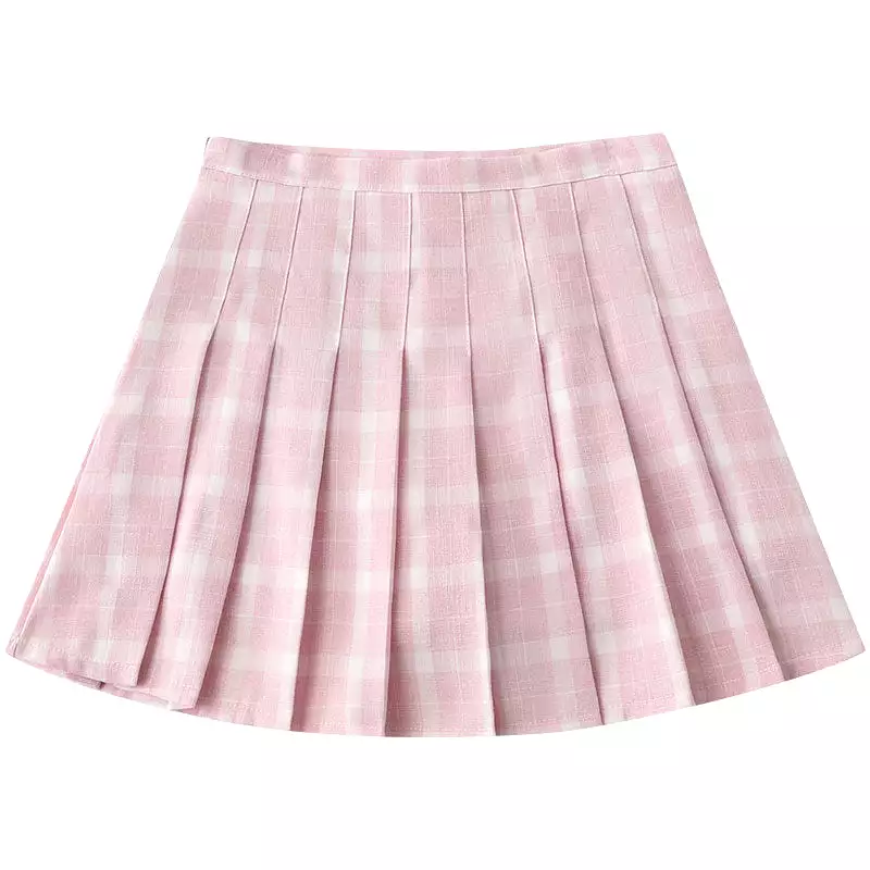 ULZZANG PREPPY STYLE GRID PLEATED SKIRT BY50405