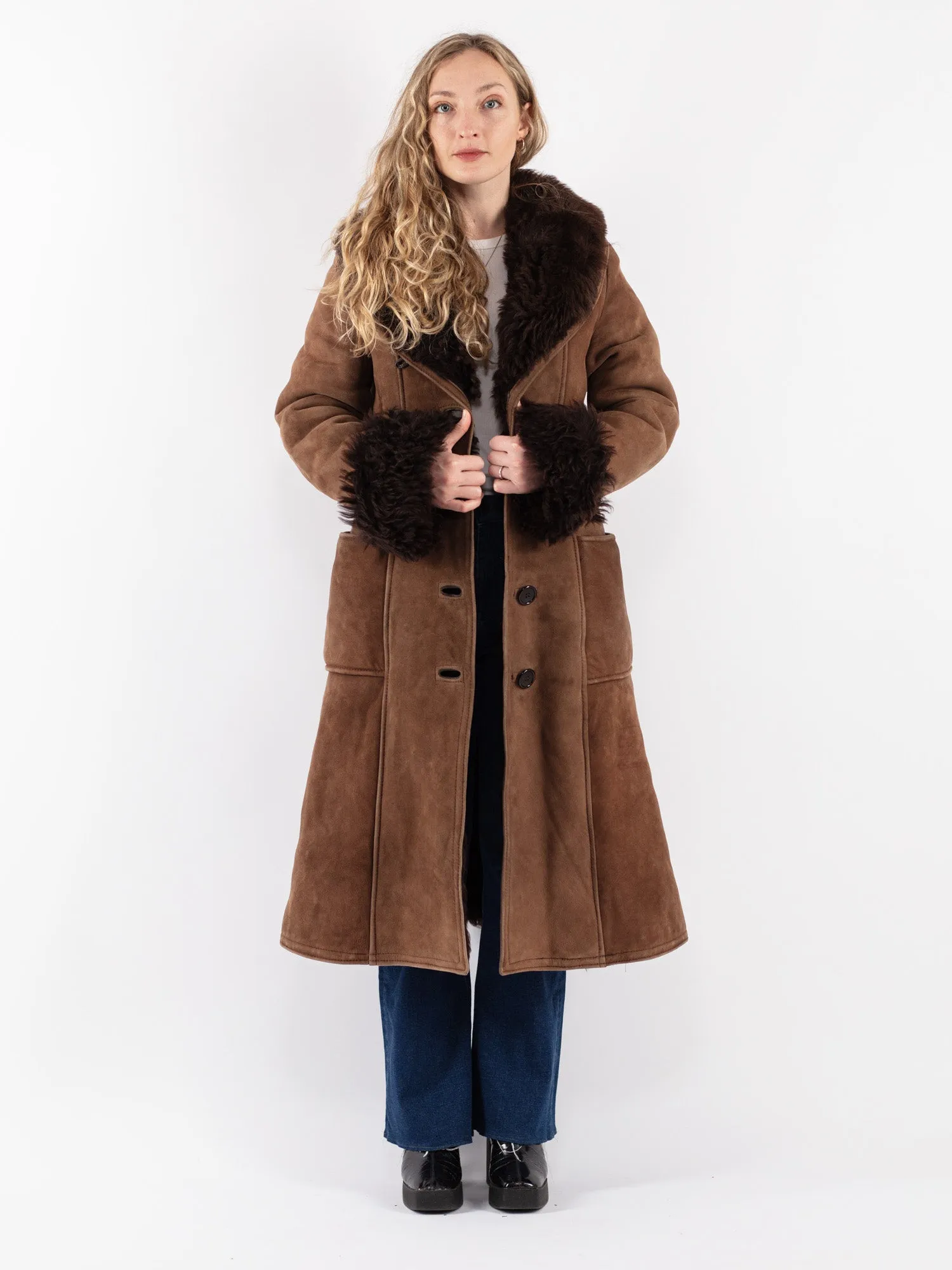 Vintage 70's Penny Lane Sheepskin Coat in Brown