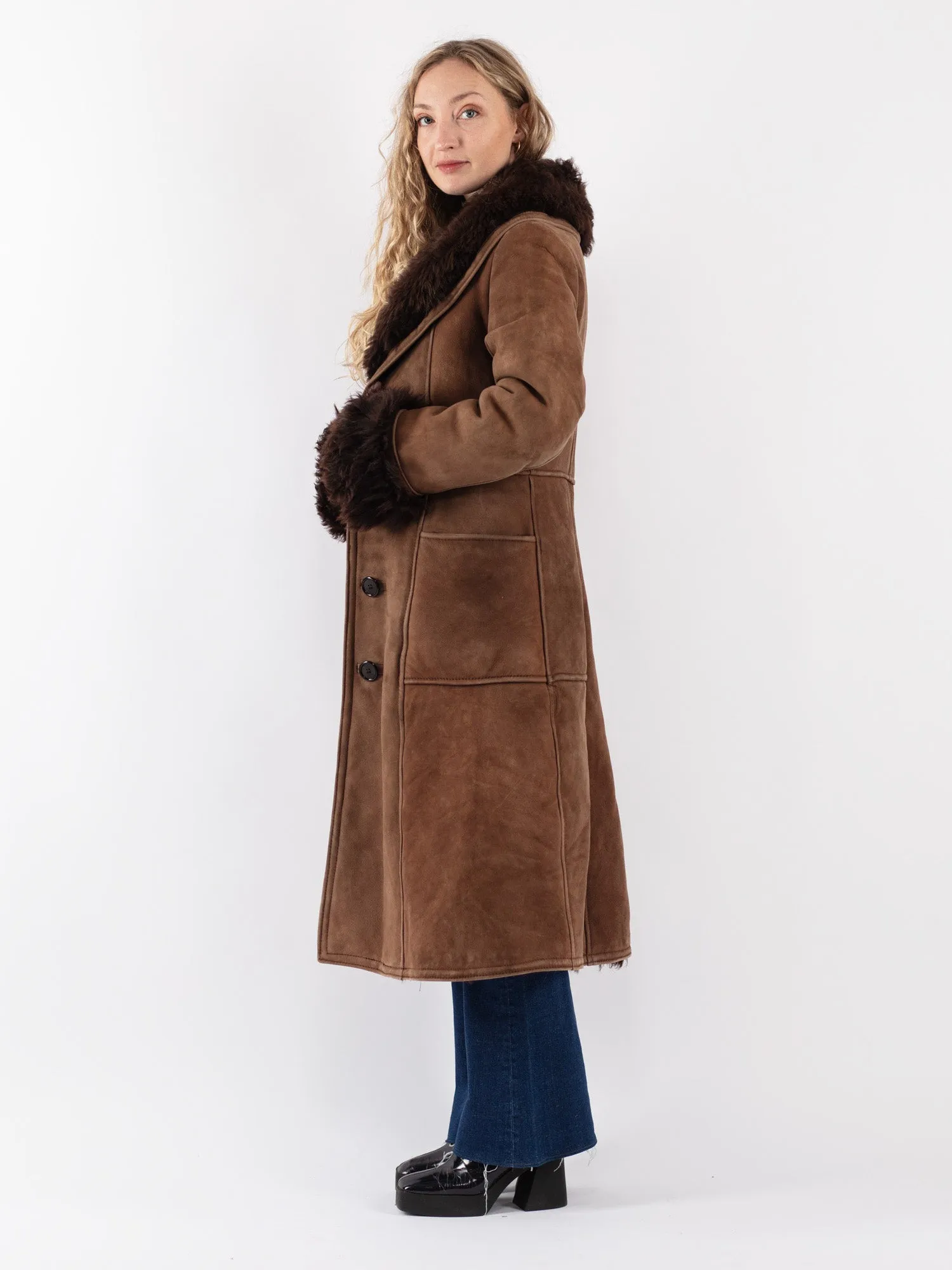 Vintage 70's Penny Lane Sheepskin Coat in Brown