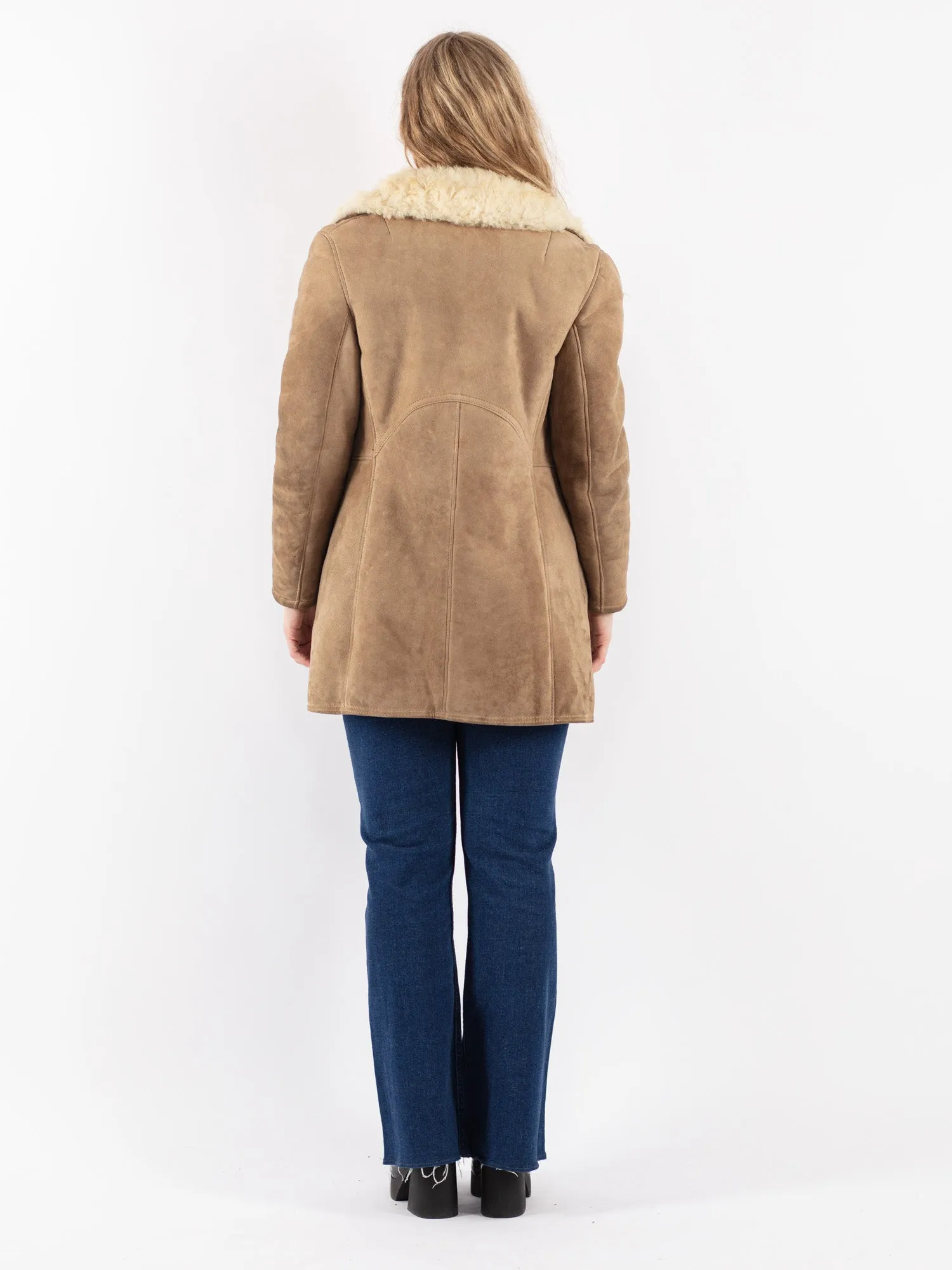 Vintage 70's Women Sheepskin Coat in Beige