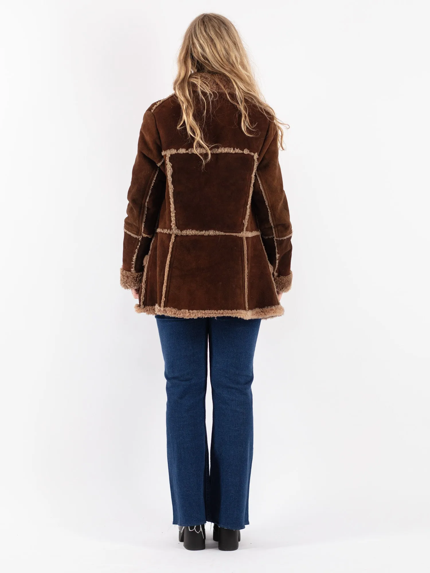 Vintage 70's Women Sheepskin Coat in Brown