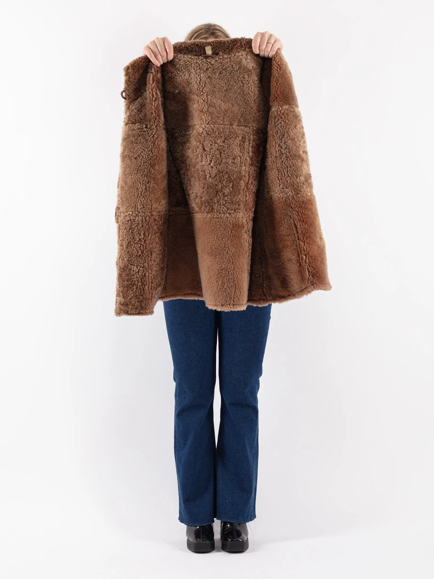 Vintage 70's Women Sheepskin Coat in Brown