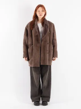 Vintage 80's Women Sheepskin Coat in Brown