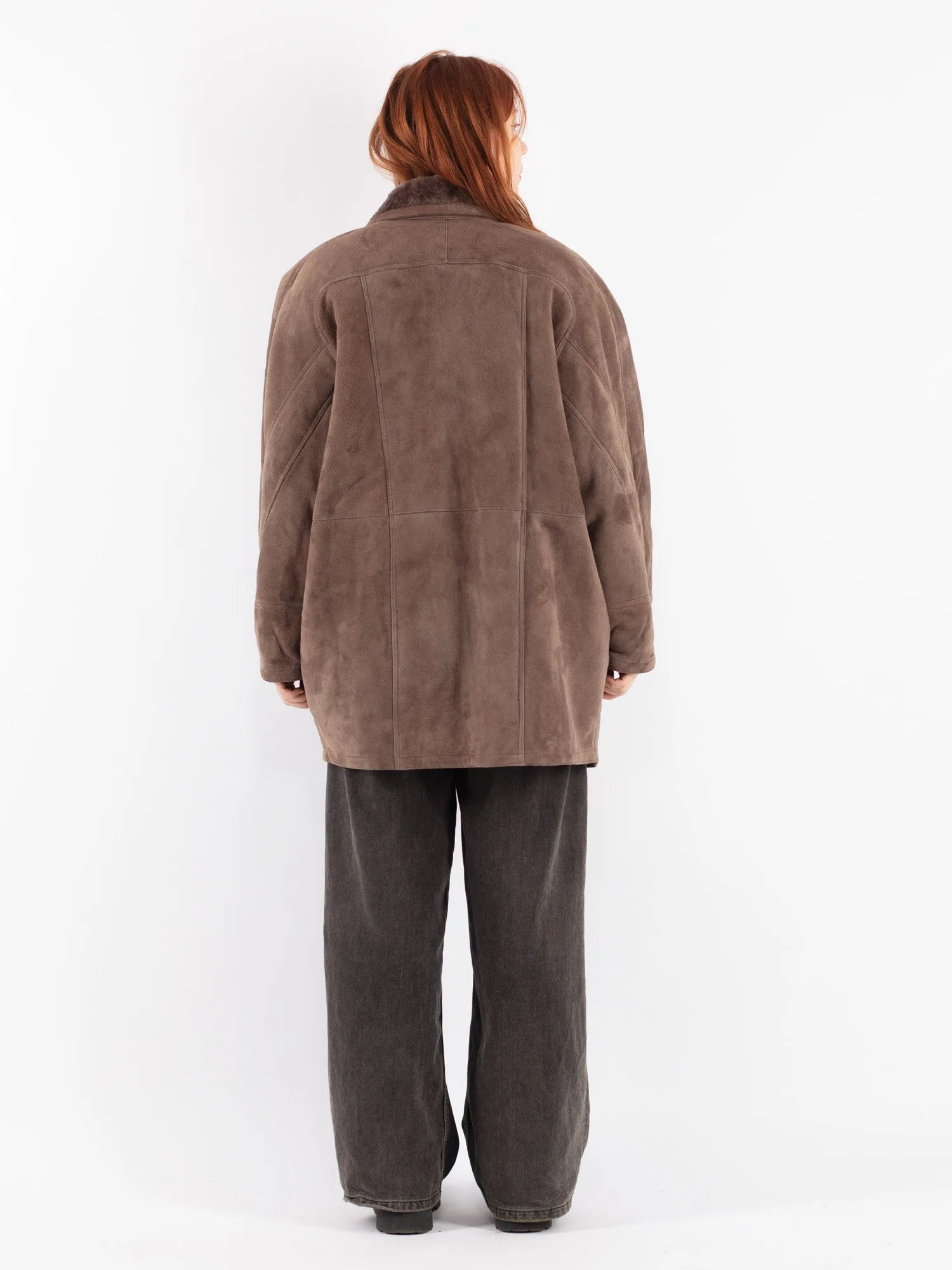 Vintage 80's Women Sheepskin Coat in Brown