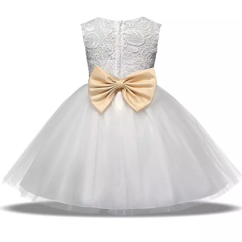 White Lace Girl Dress, Bowtie