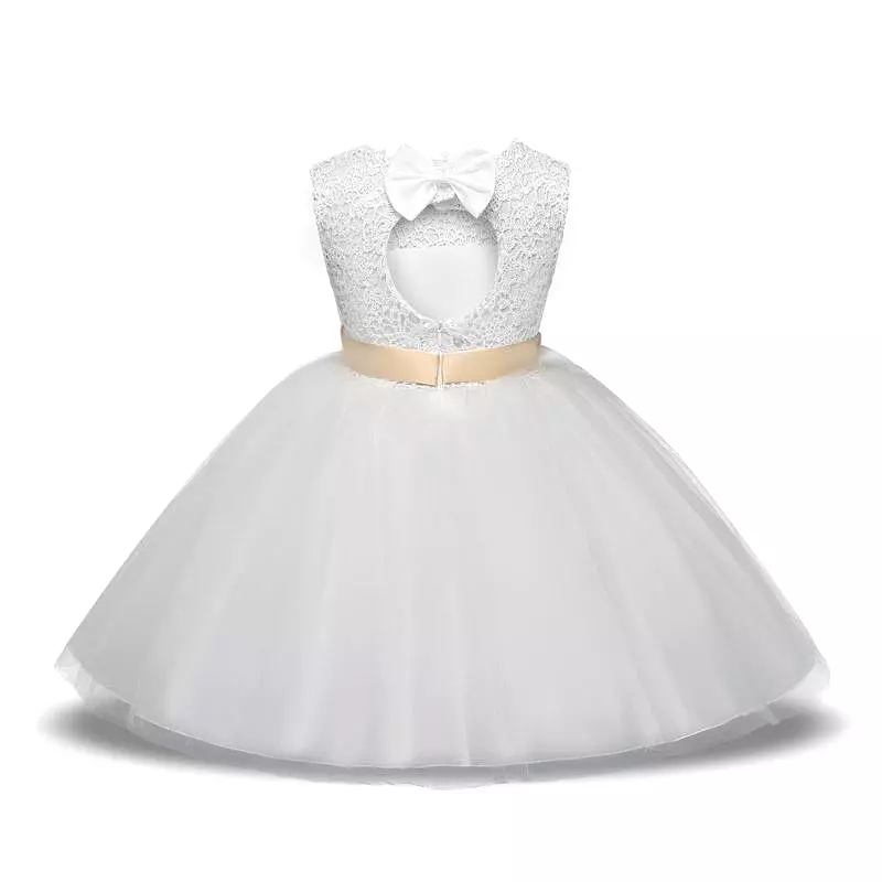 White Sleeveless Flower Girl Dress