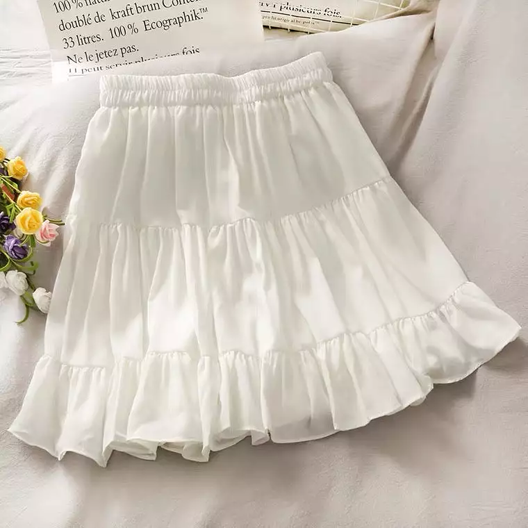 WHITE/BLACK SWEET WAIST SKIRT BY70109