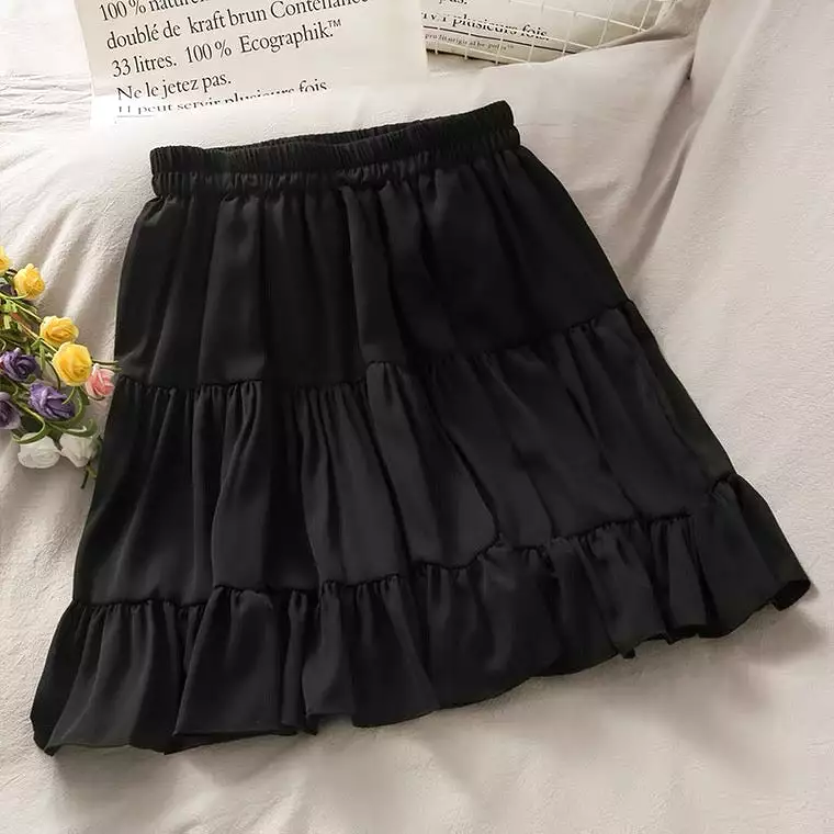 WHITE/BLACK SWEET WAIST SKIRT BY70109