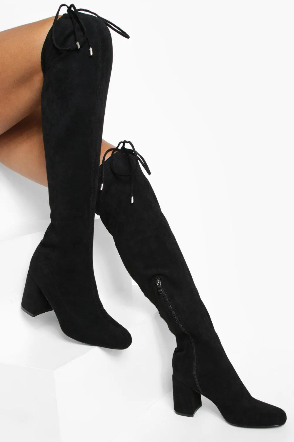 Wide Width Block Heel Over The Knee Boot