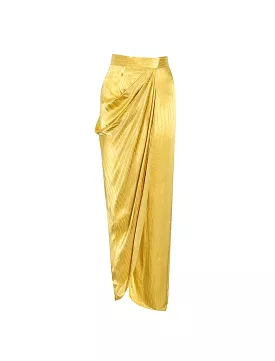 Yellow High Slit Asymmetrical Long Skirt