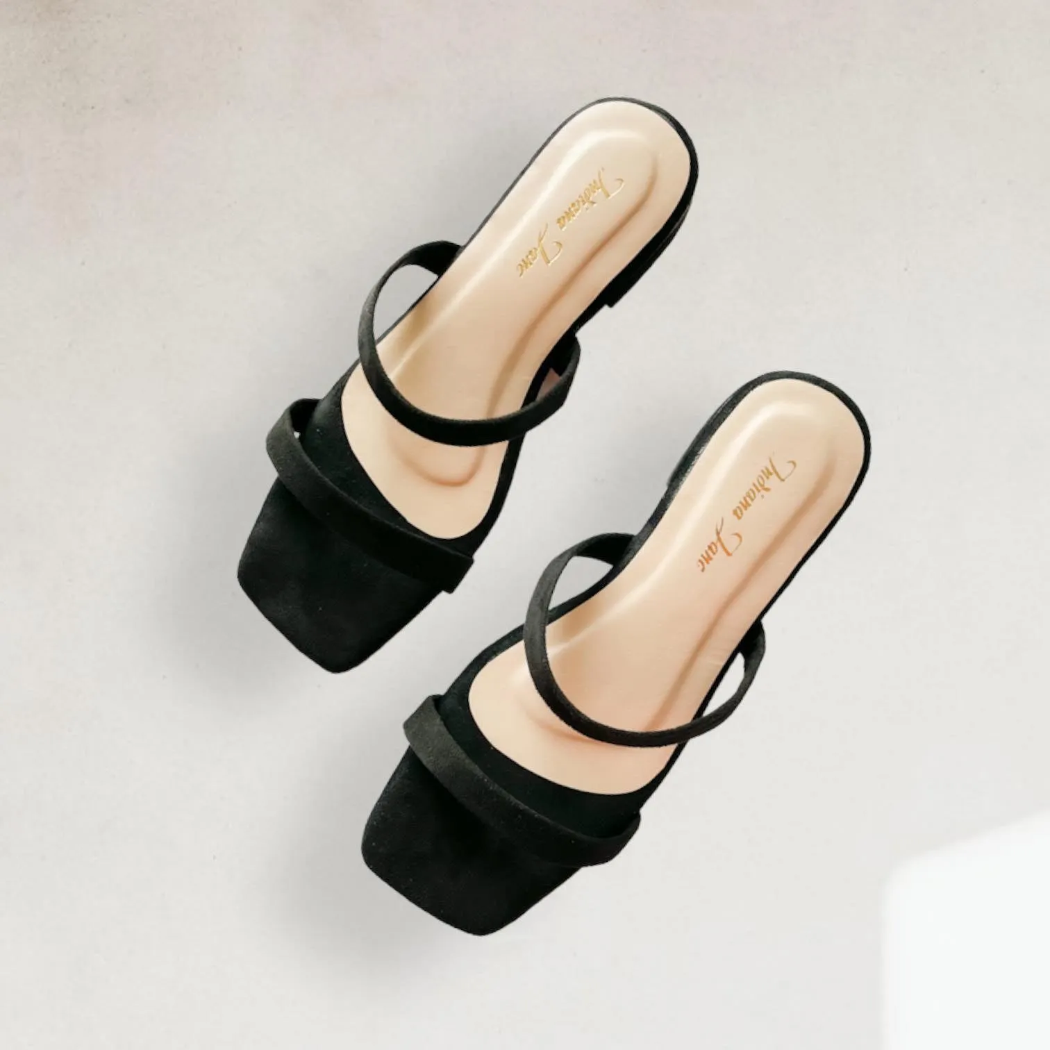 ZAHARA Suede Low Block Heels Sandals